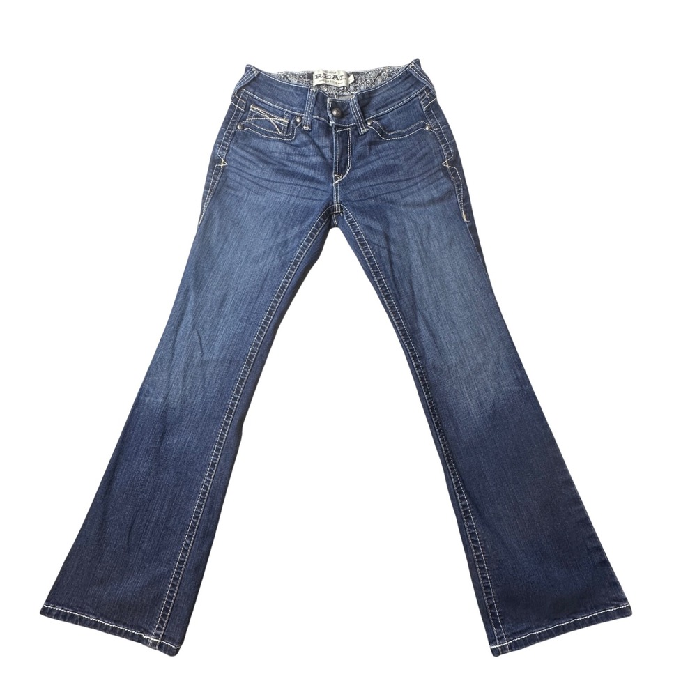 Ariat Jeans Women 27S Blue REAL Riding Bootcut Whipstitch Mid Rise AW5880C Ocean